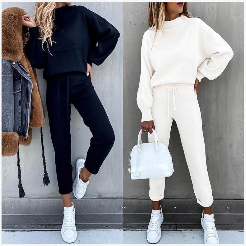Winter Clothing Color - Thickened Casual High Collar T-Shirt Set