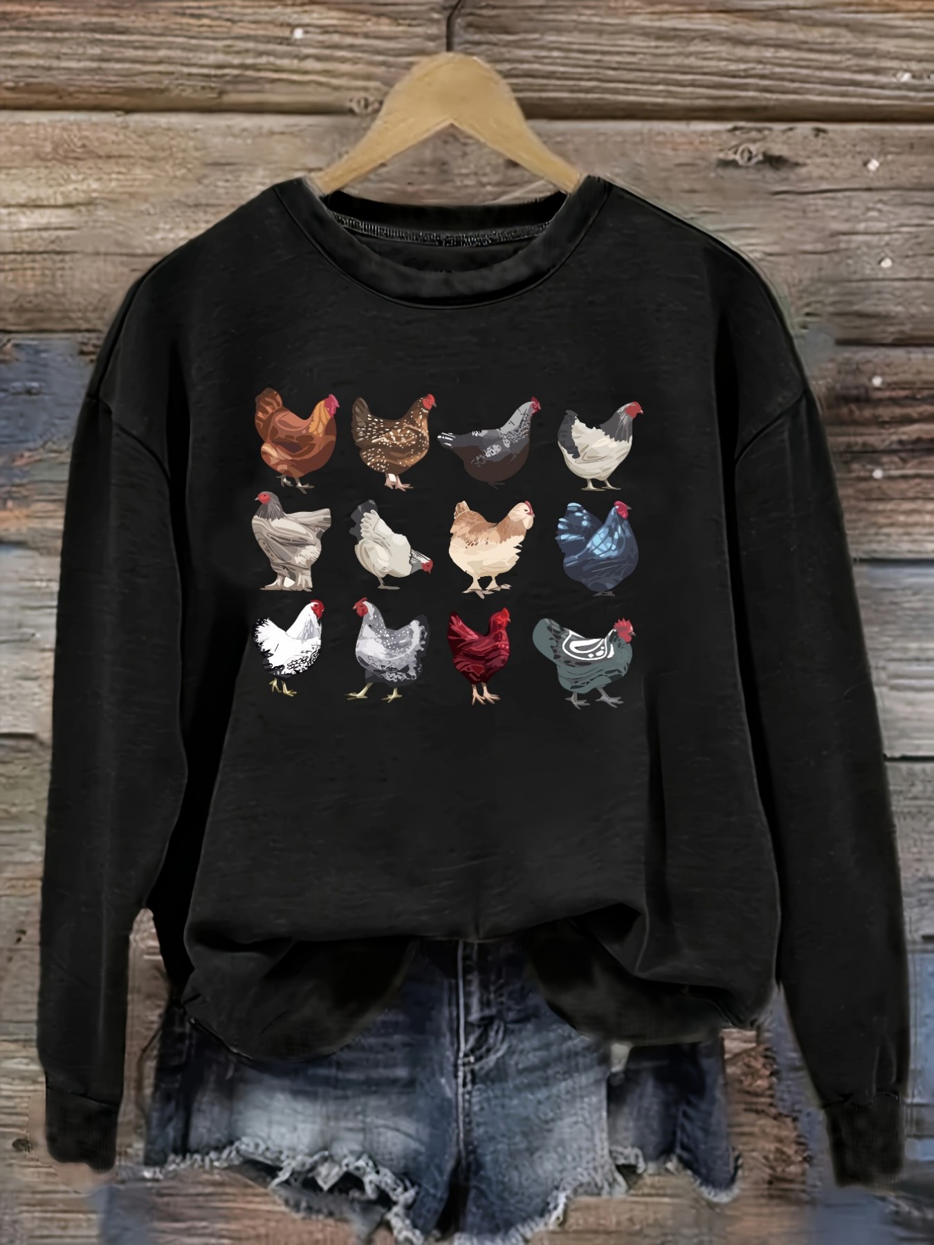 Winter Clothing Color - Women's Casual Long Sleeve Crew Neck