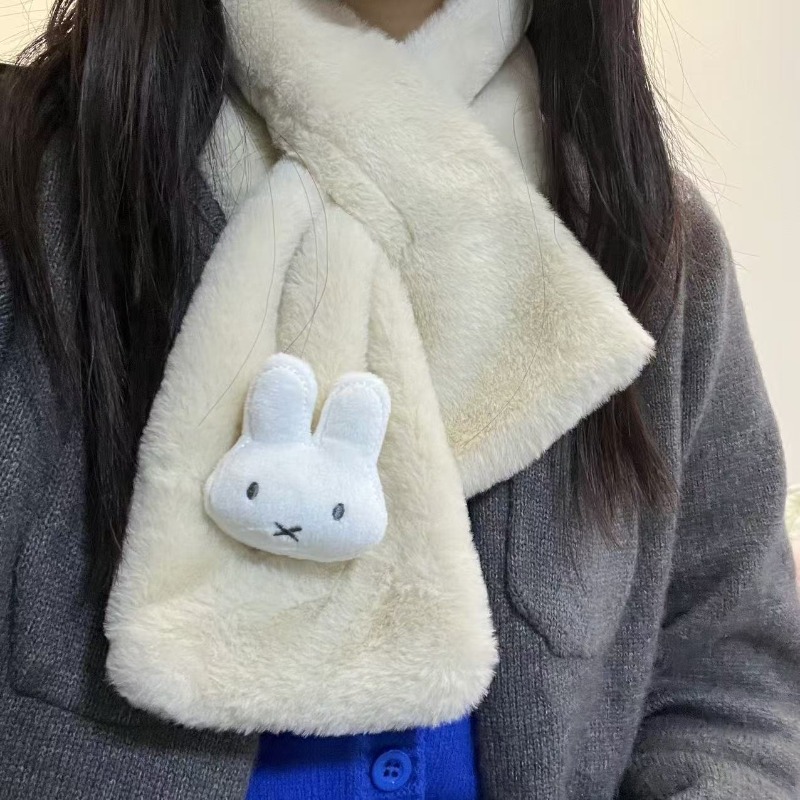 White Miffy Scarf | Versatile  - đánh giá và giá Winter Clothing Accessories
