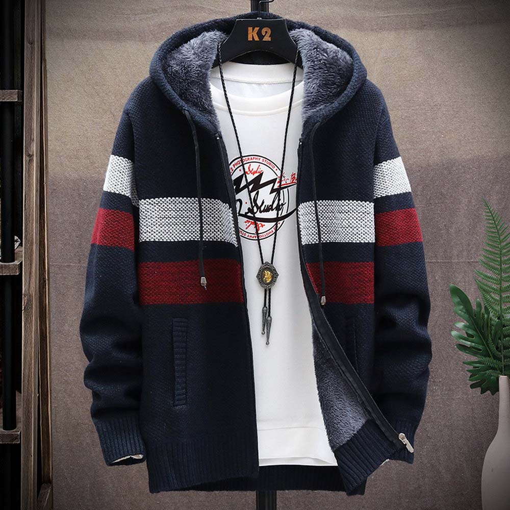 Men's Striped Sweater Coat Thi - đánh giá và giá Fleece Hoodie Lined