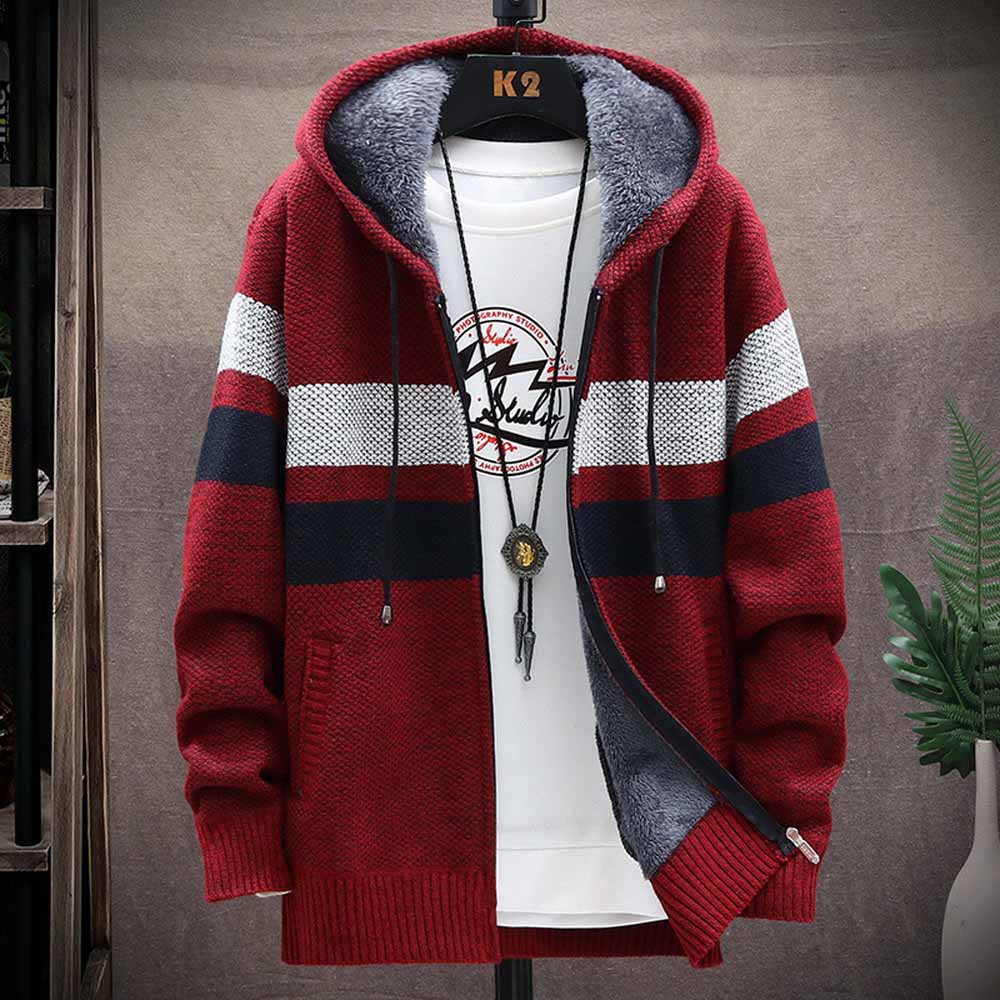 Men's Striped Sweater Coat Thi - đánh giá và giá Fleece Hoodie Lined