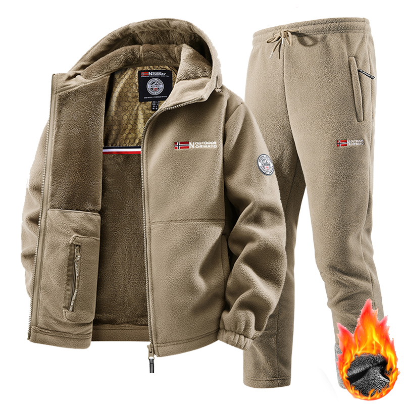 New Winter Sportswear Set Mens - đánh giá và giá Fleece Hoodie Lined