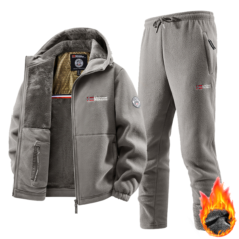 New Winter Sportswear Set Mens - đánh giá và giá Fleece Hoodie Lined