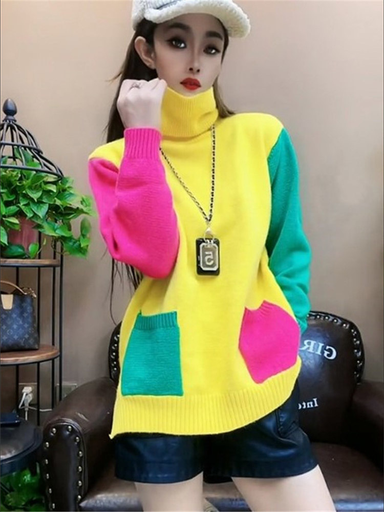 Casual Colors Patchwork Knitte - đánh giá và giá Winter Clothing Colors
