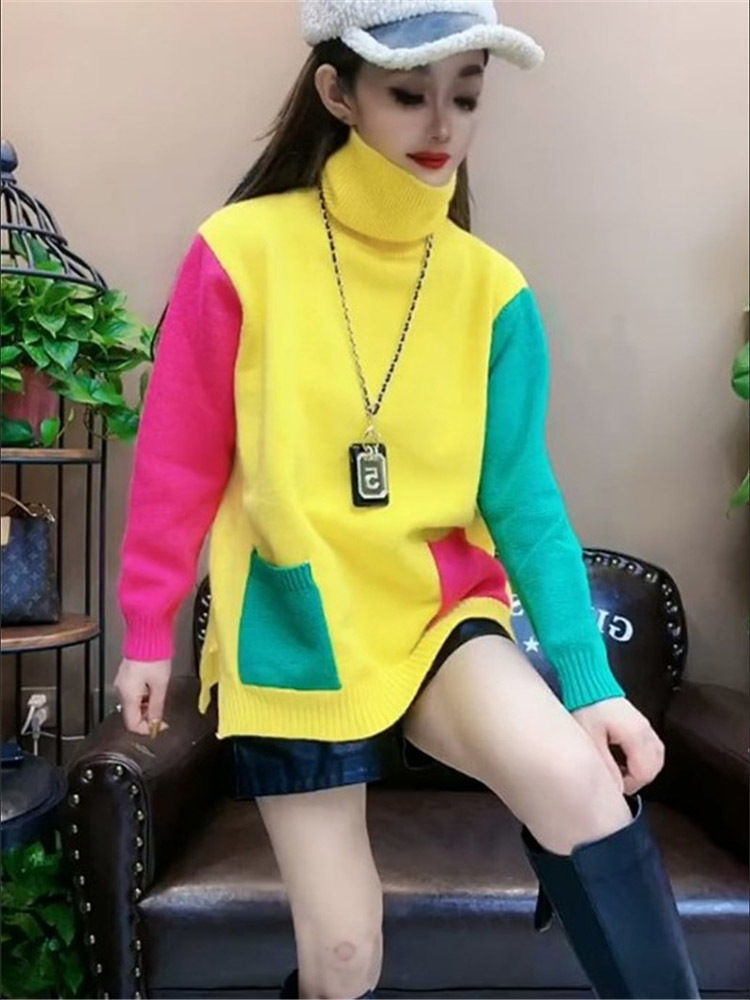 Casual Colors Patchwork Knitte - đánh giá và giá Winter Clothing Colors