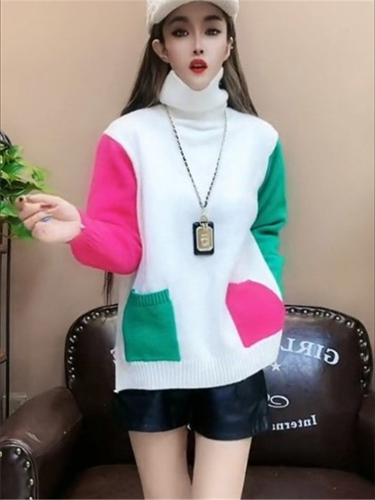 Casual Colors Patchwork Knitte - đánh giá và giá Winter Clothing Colors