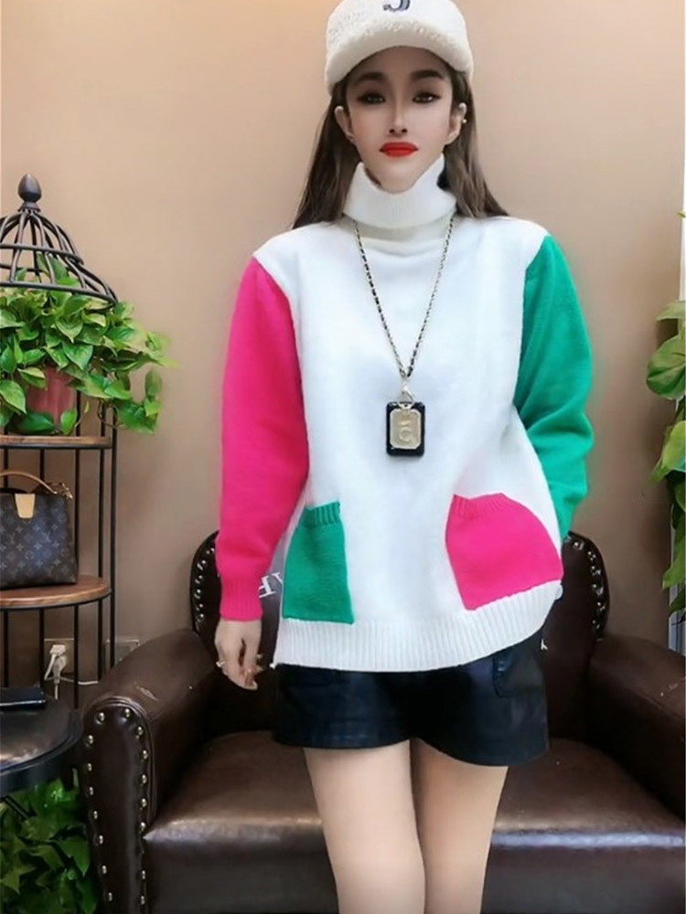 Casual Colors Patchwork Knitte - đánh giá và giá Winter Clothing Colors