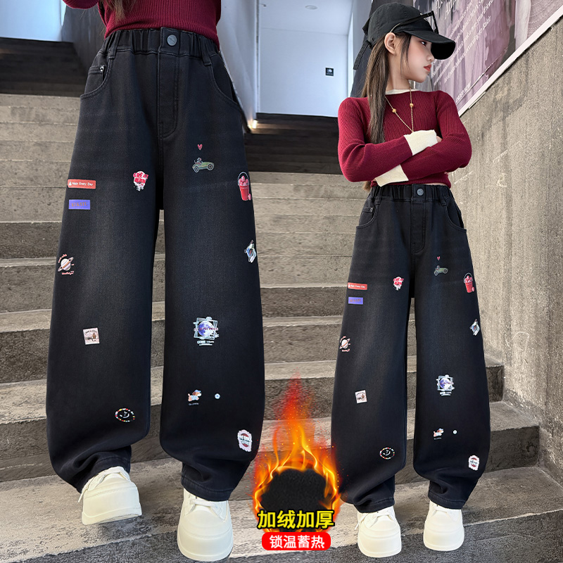 Autumn Girls' Jeans Cartoon Em - đánh giá và giá Winter Clothing Drawing