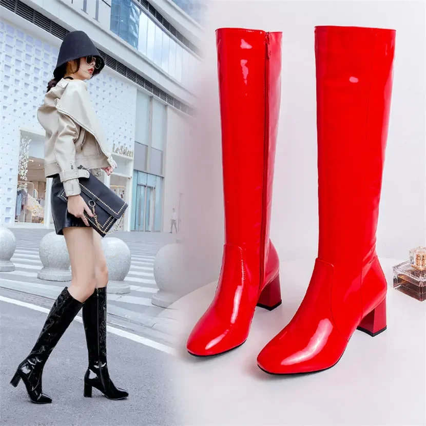Red White Patent Leather Women - đánh giá và giá Winter Clothing For Women