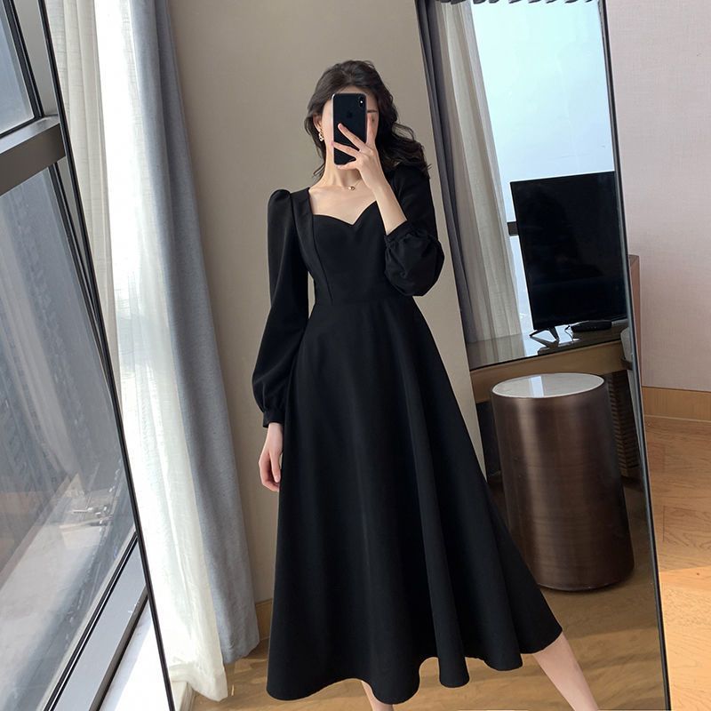 Temperament Black Midi Dress S - đánh giá và giá Winter Clothing Colors