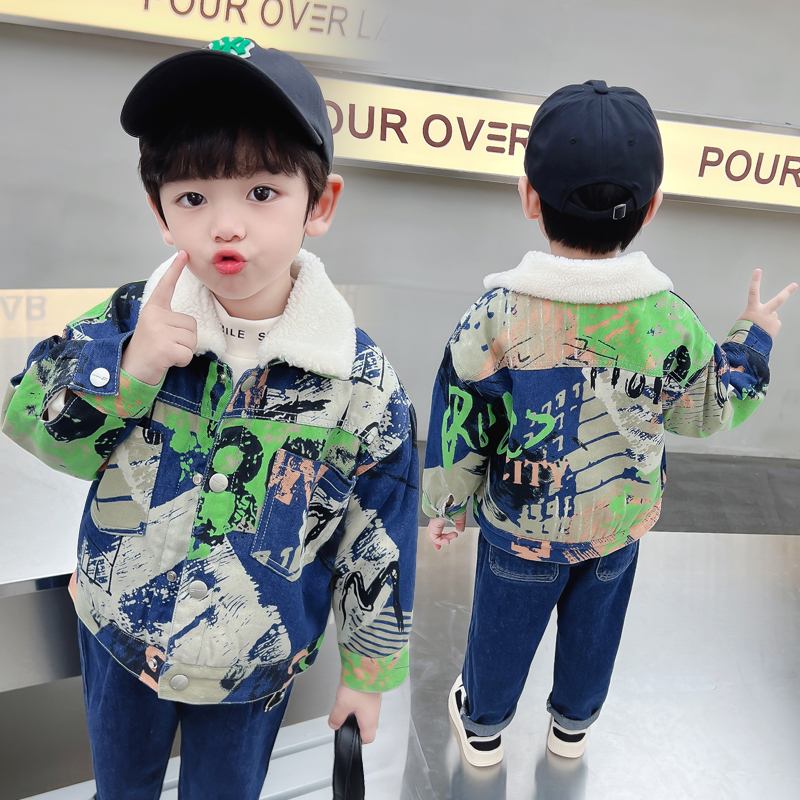 Kids Baby Warm Denim Jacket Pa - đánh giá và giá Winter Clothing Drawing