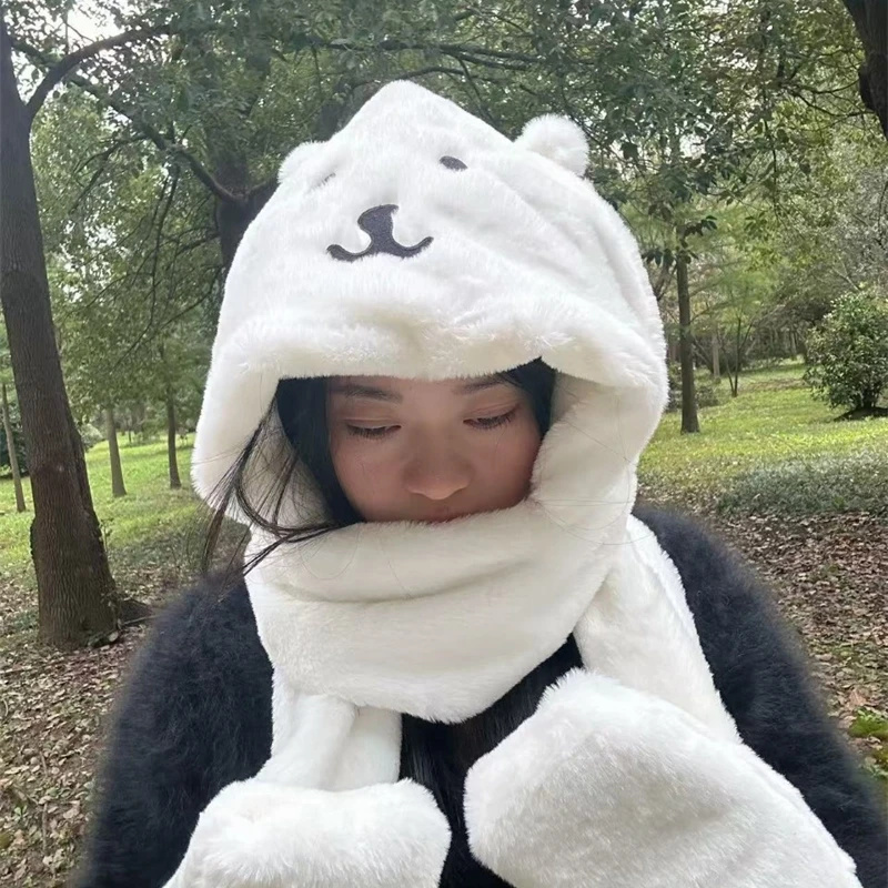 3 In 1 Plush Thick Hooded Hat  - đánh giá và giá Winter Clothing Accessories
