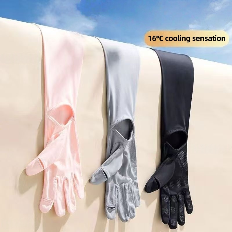 UPF50+ Ice Silk Sun Protection - đánh giá và giá Knit Glove Touch Screen